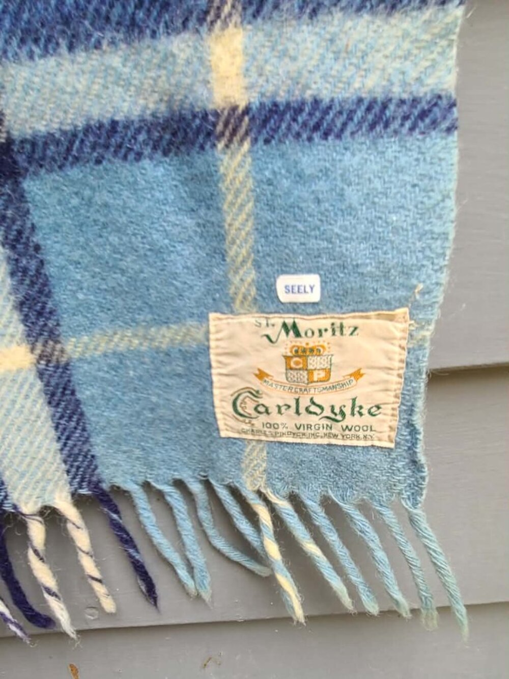 St Moritz Carl Dyke Vintage 100% Virgin Wool Blanket Holes